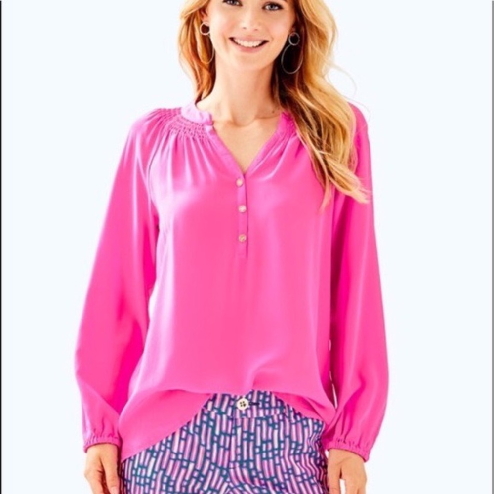 Lilly Pulitzer Dark Pink Silk Elsa Size Medium
